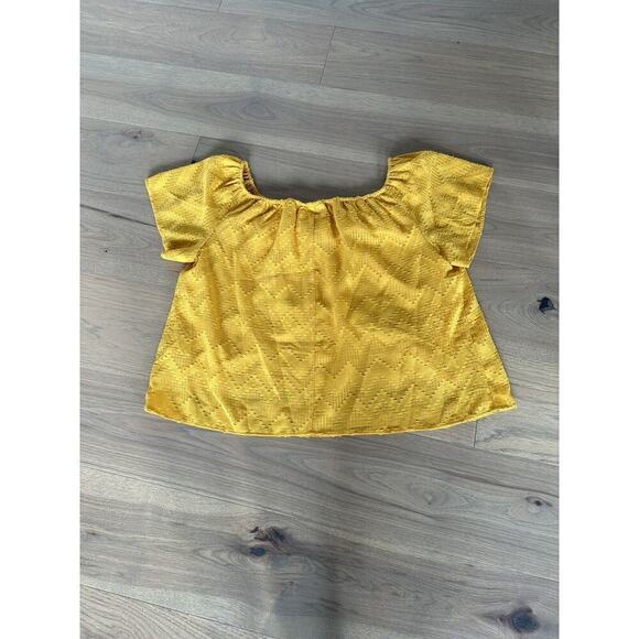 Lane Bryant Womens Mustard Yellow Chevron Textured Loose Fit Blouse Size 14 - Picture 6 of 11